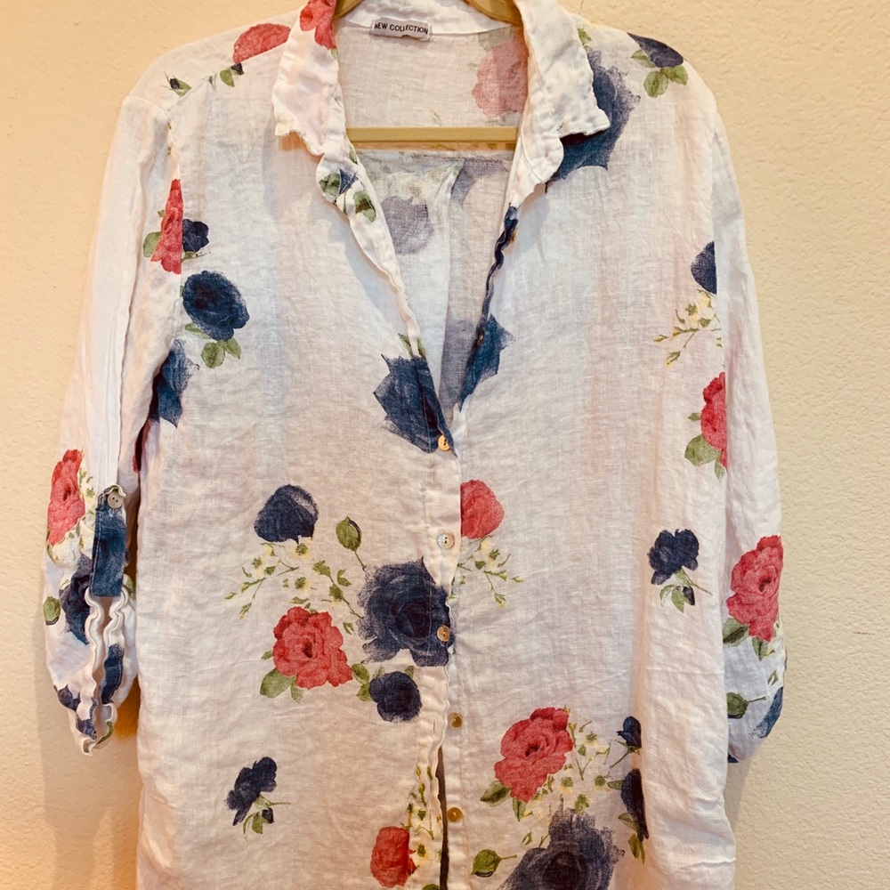 Floral Linen tunic dress, made in Italy